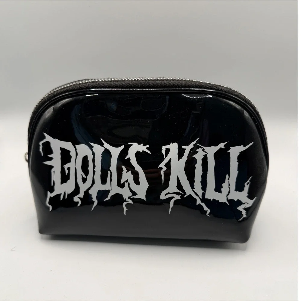 Dolls Kill Makeup Bag Womens OS Black NEW Patent Goth Cosmetic Case